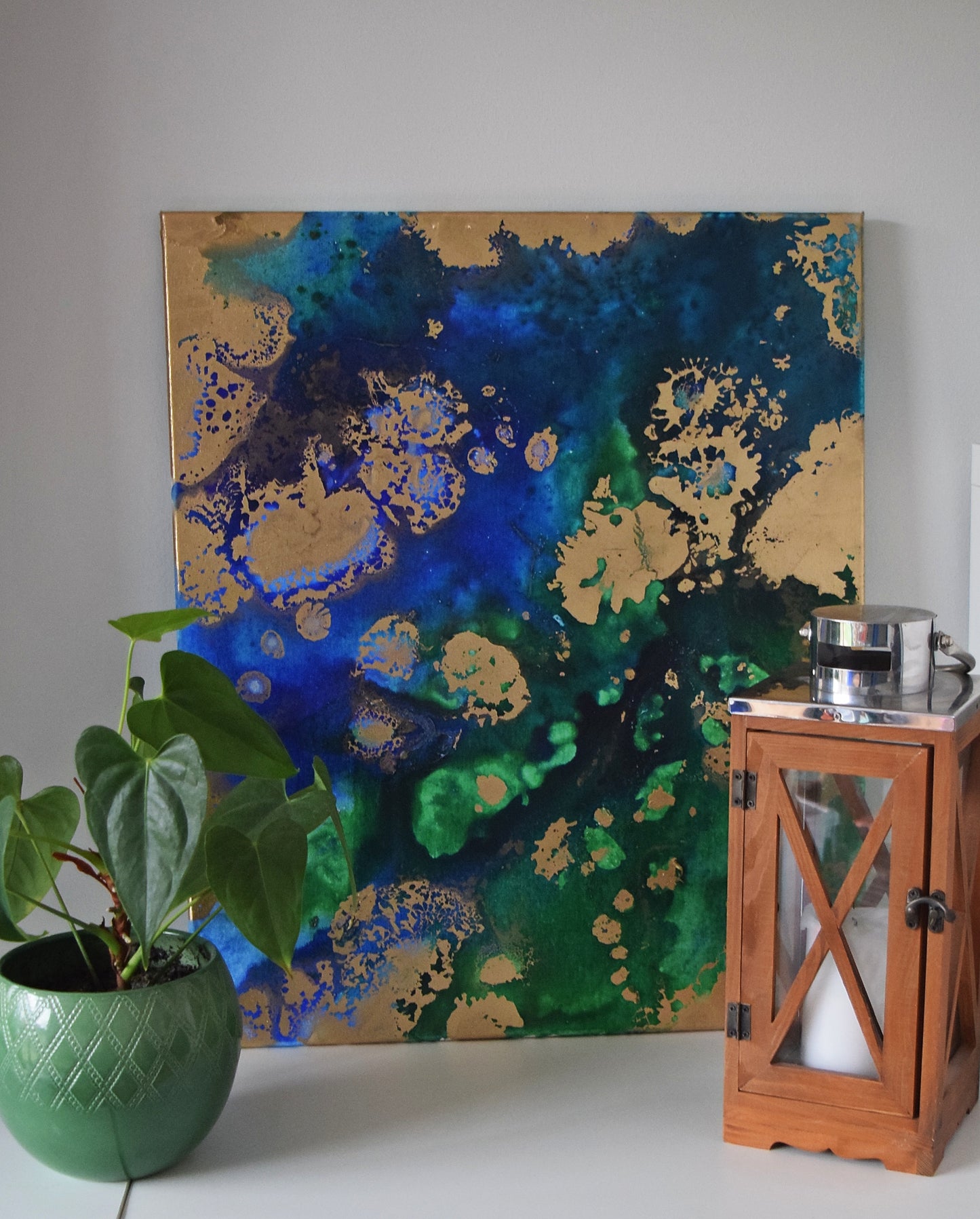 Leinwand Wandbild Acryl Aryclleinwand "Gold Islands" mit Goldverzierung