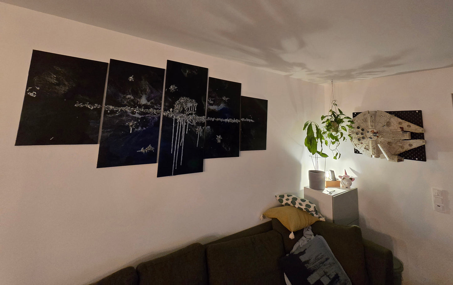 Leinwand Wandbild Acryl Arcylpouring Aryclleinwand "Galaxy" Set 5 Leinwände