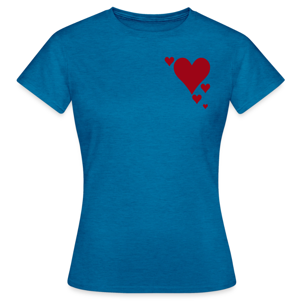 Women's T-Shirt Herz - Antikblaues Saphir meliert