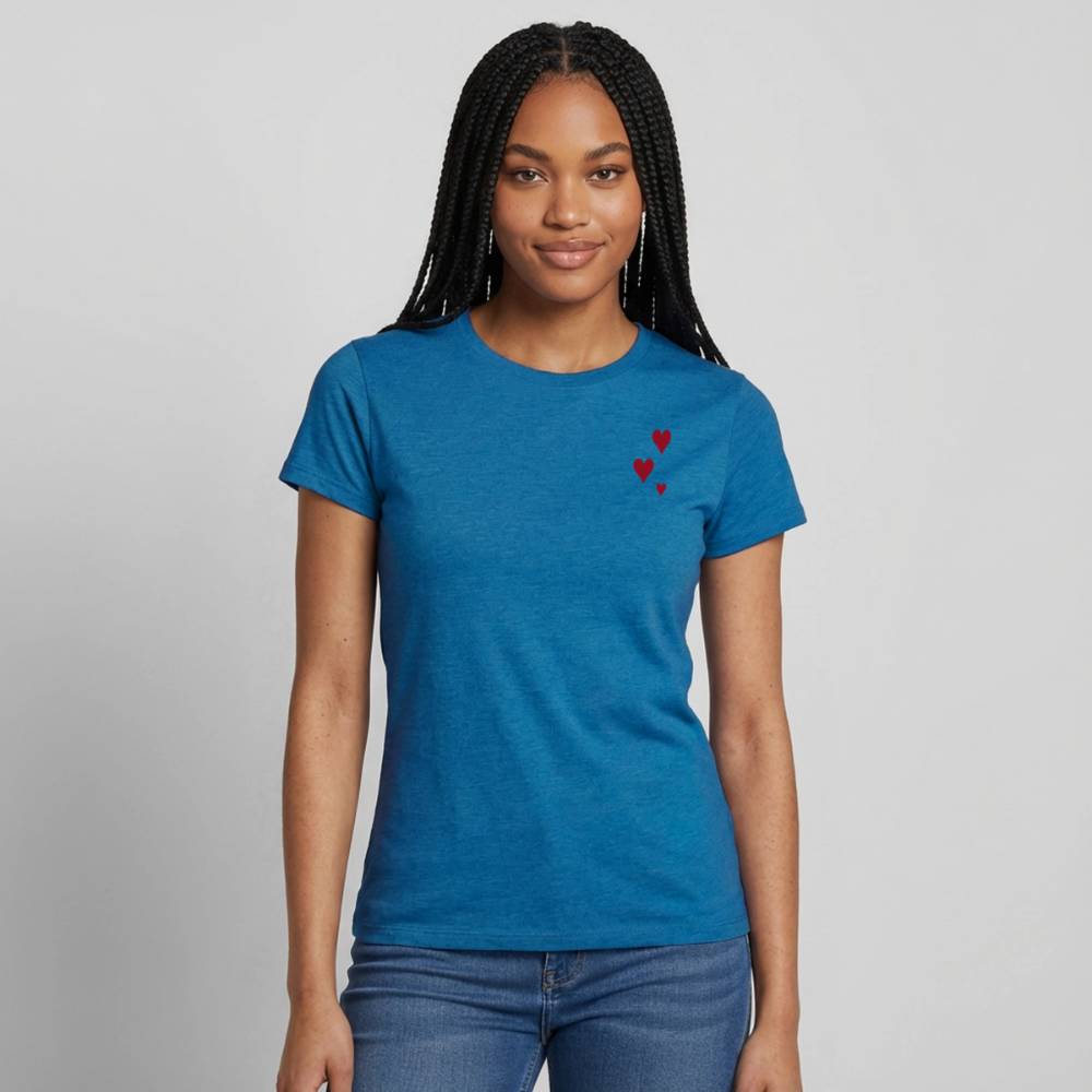 Women's T-Shirt Herz II - Antikblaues Saphir meliert