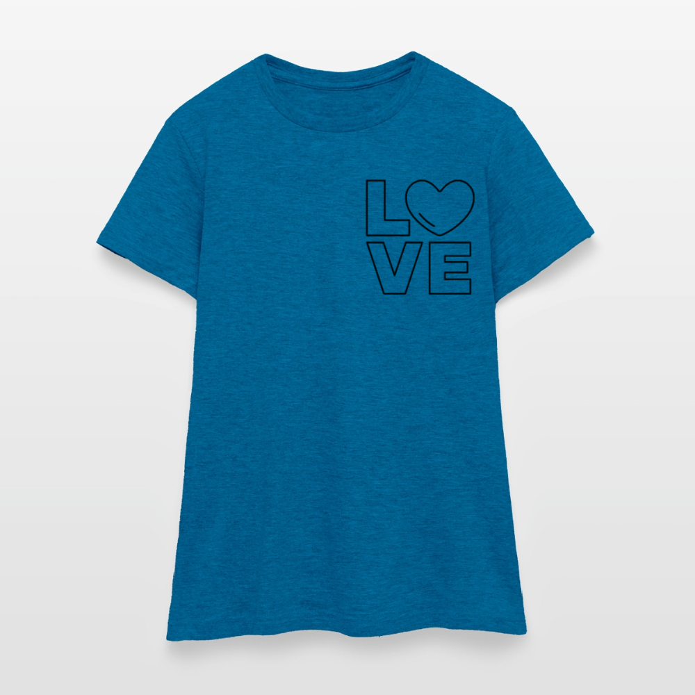 Women's T-Shirt Love I - Antikblaues Saphir meliert