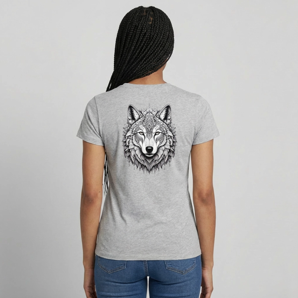 Women's T-Shirt Wolf - Grau meliert