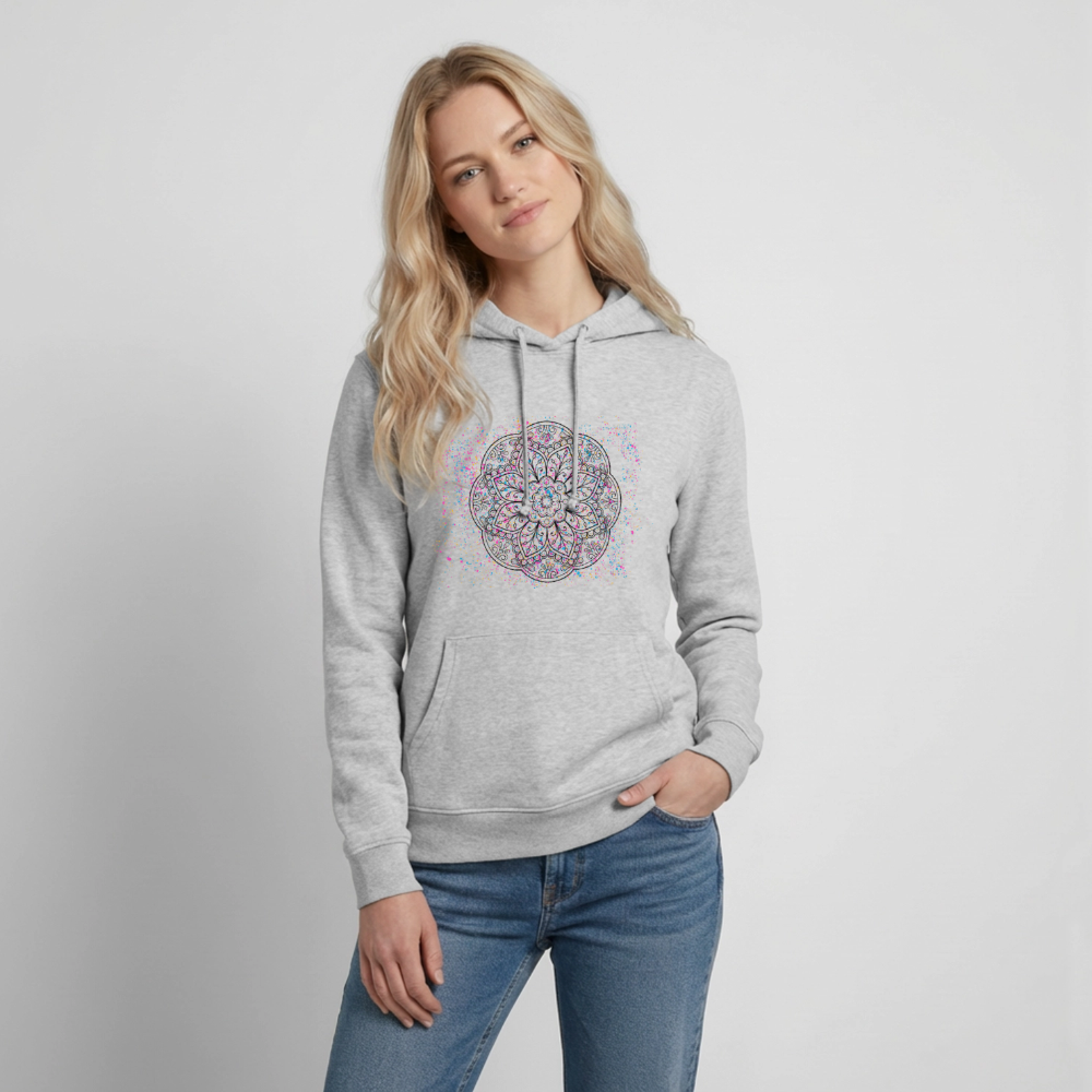Frauen Hoodie Mandala - Hellgrau meliert