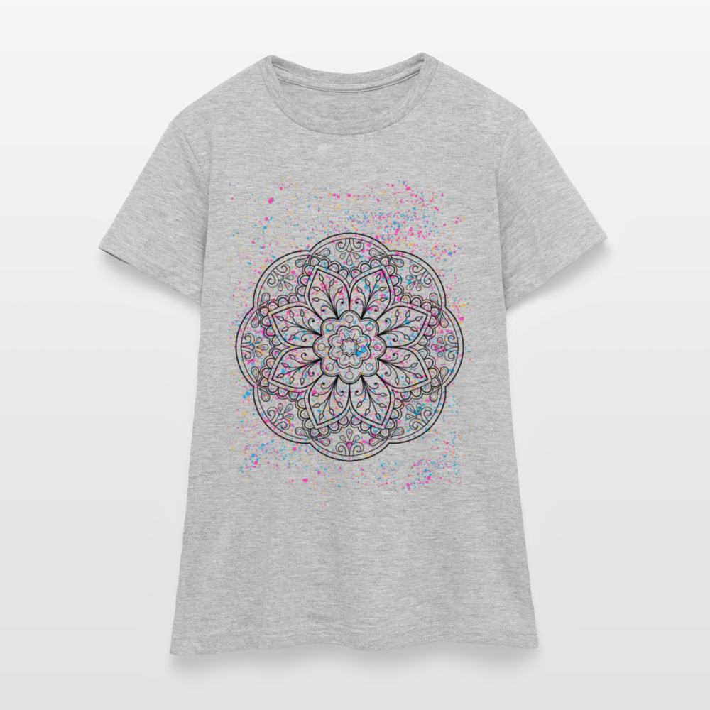 Women's T-Shirt Mandala - Grau meliert