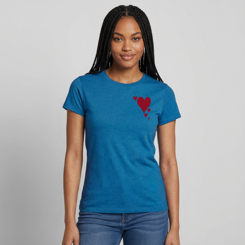 Women's T-Shirt Herz - Antikblaues Saphir meliert