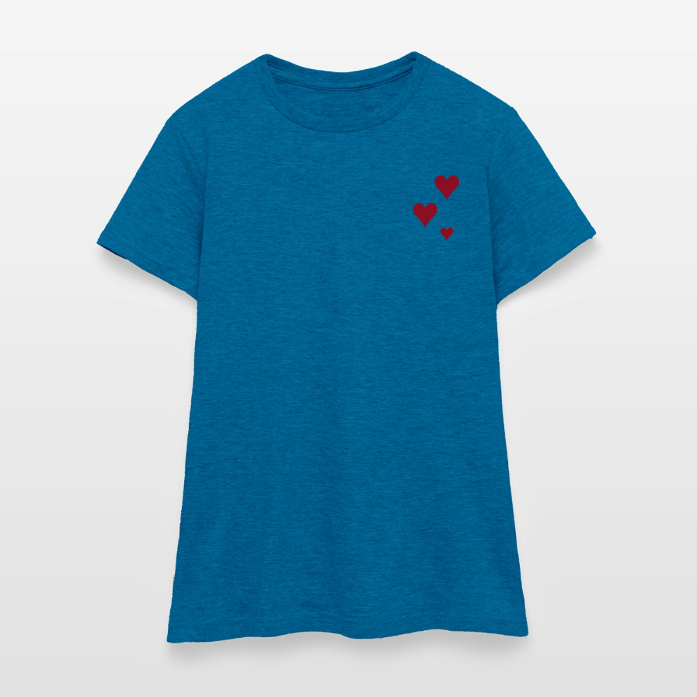 Women's T-Shirt Herz II - Antikblaues Saphir meliert