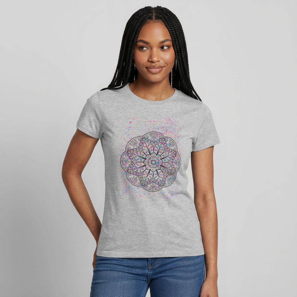 Women's T-Shirt Mandala - Grau meliert