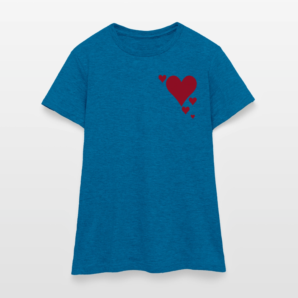 Women's T-Shirt Herz - Antikblaues Saphir meliert