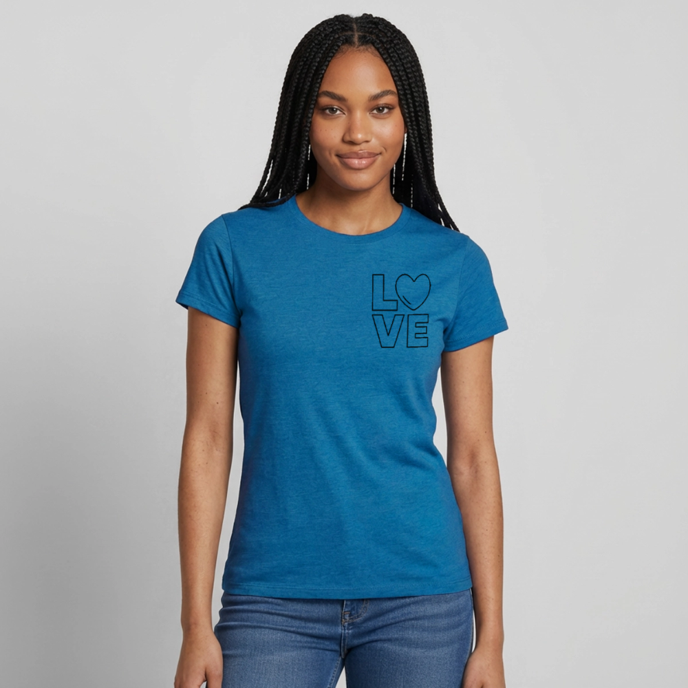 Women's T-Shirt Love I - Antikblaues Saphir meliert