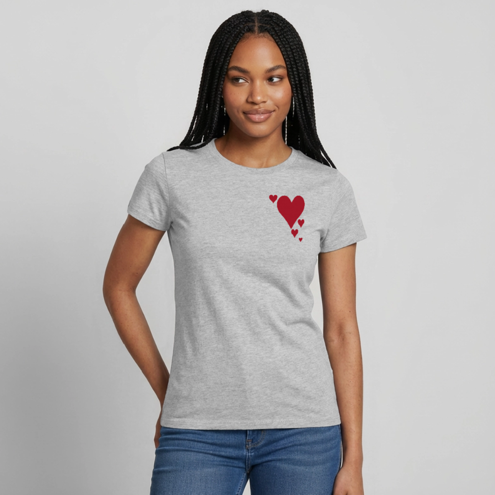 Women's T-Shirt Herz - Grau meliert