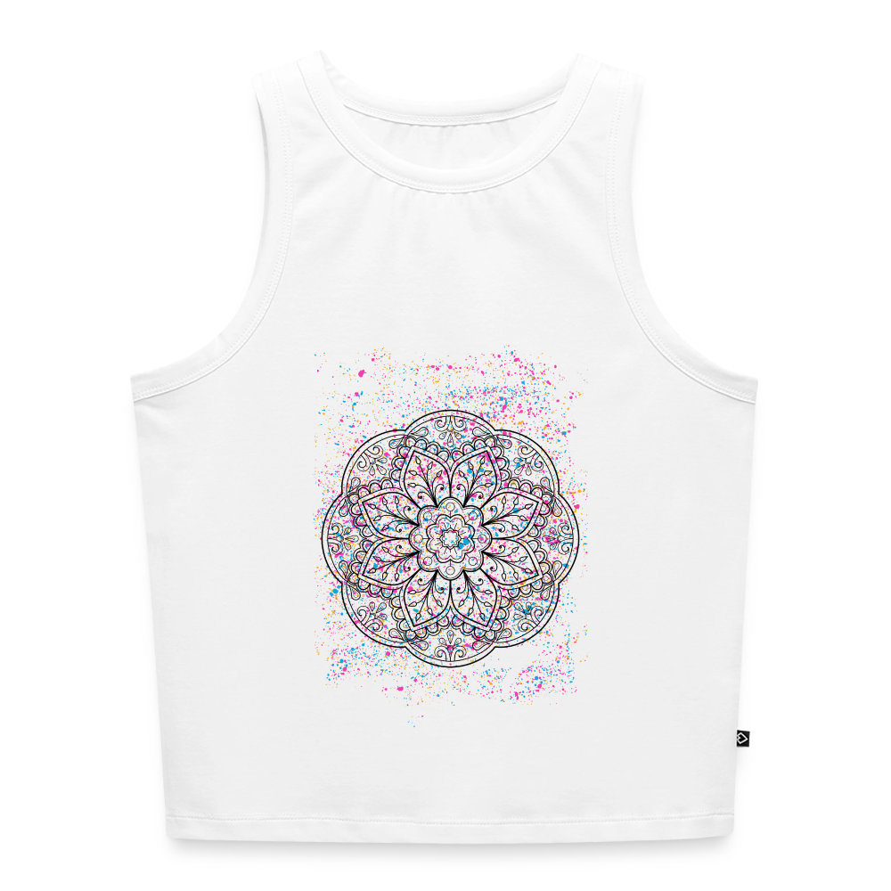 Cropped Frauen Organic Tank Top Mandala I - Weiß