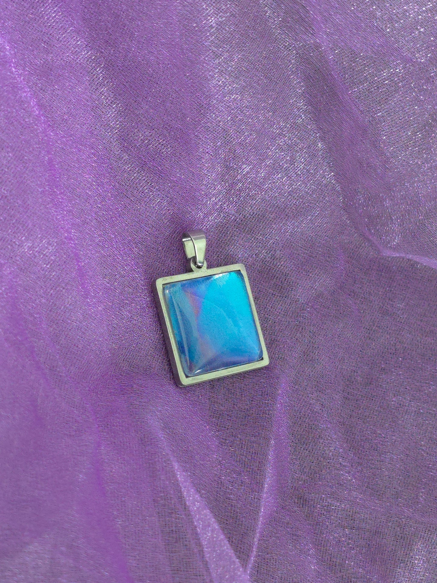 Unikat Acryl Anhänger Halskette Cabochon 20 x 20 mm