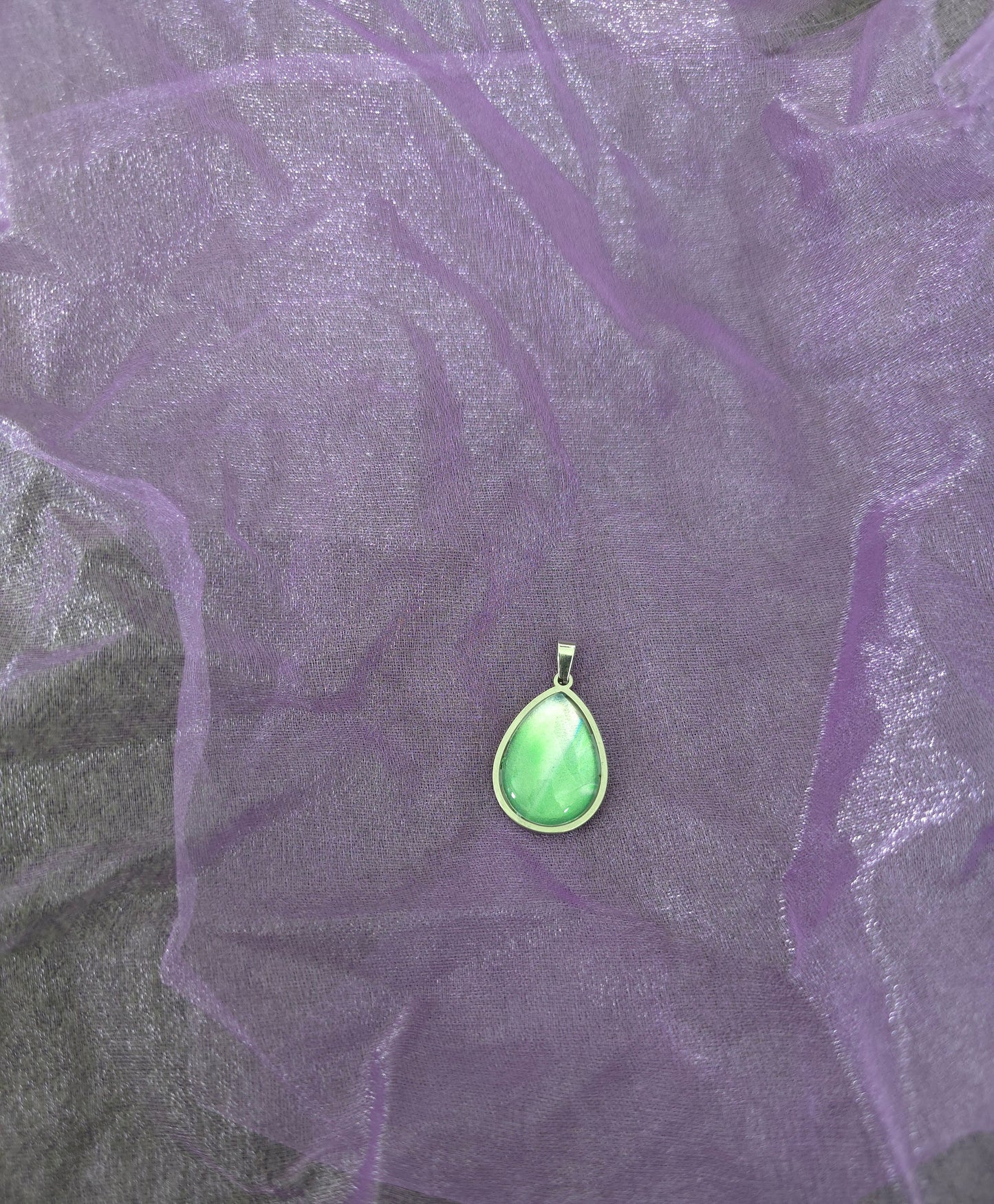 Unikat Acryl Anhänger Halskette Cabochon 21 x 18 mm