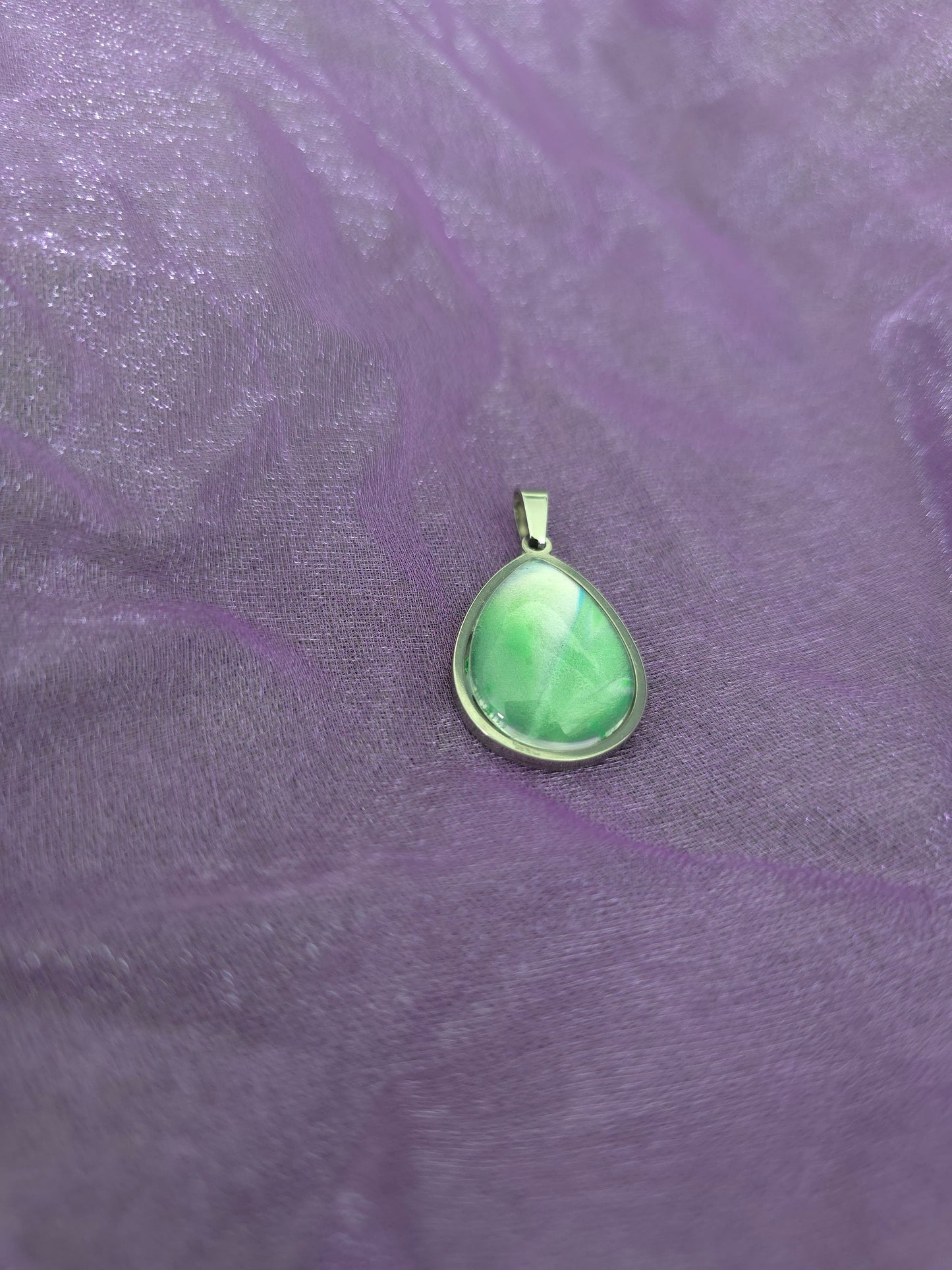 Unikat Acryl Anhänger Halskette Cabochon 21 x 18 mm