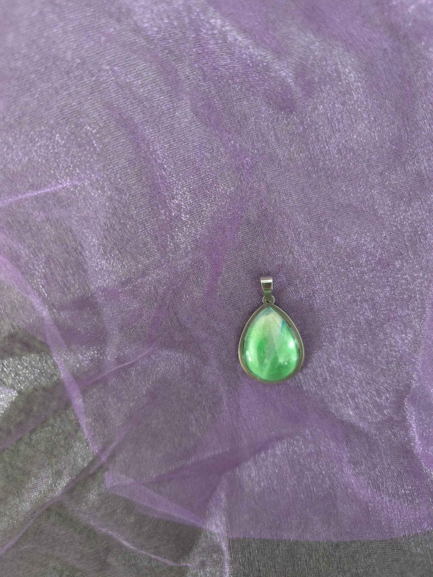 Unikat Acryl Anhänger Halskette Cabochon 21 x 18 mm