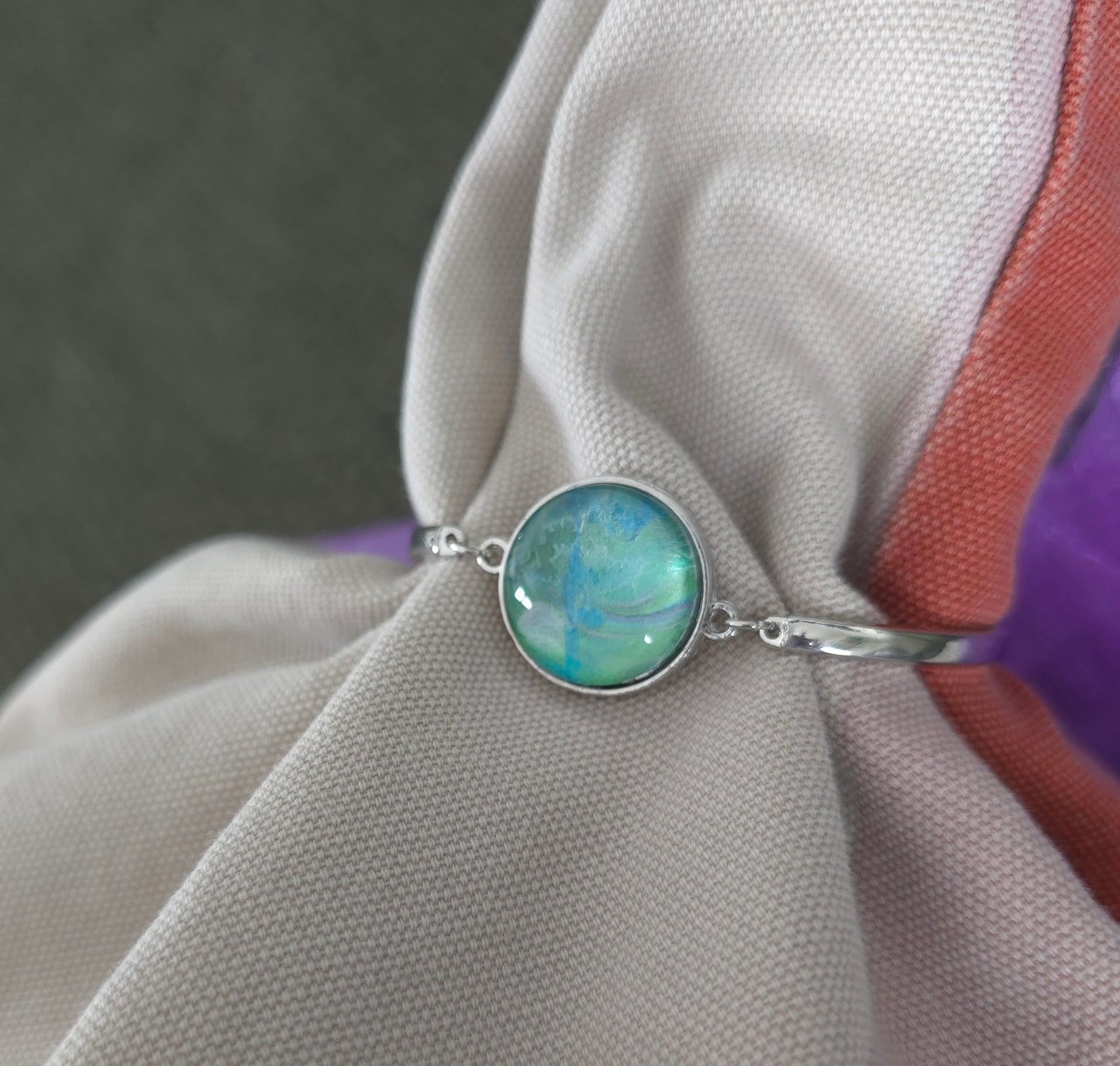 Unikat Acryl Anhänger Armband Cabochon  Ø 20 mm
