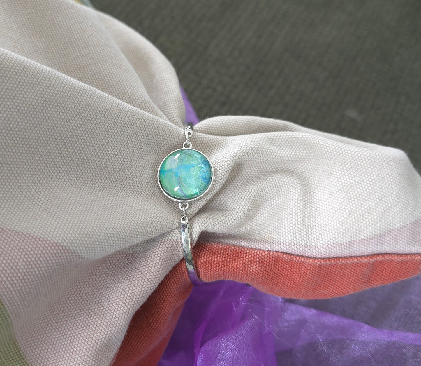 Unikat Acryl Anhänger Armband Cabochon  Ø 20 mm