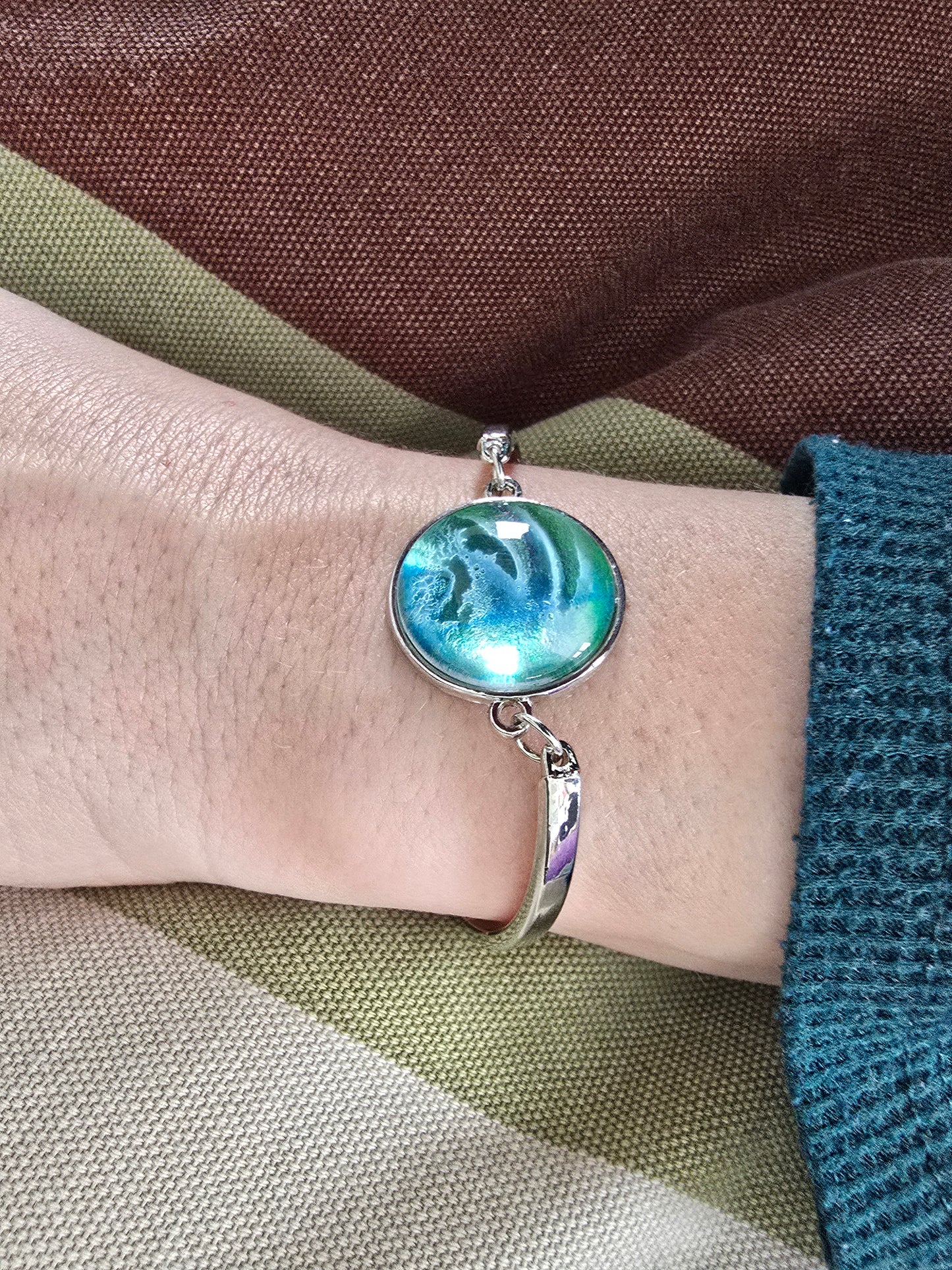 Unikat Acryl Anhänger Armband Cabochon  Ø 20 mm