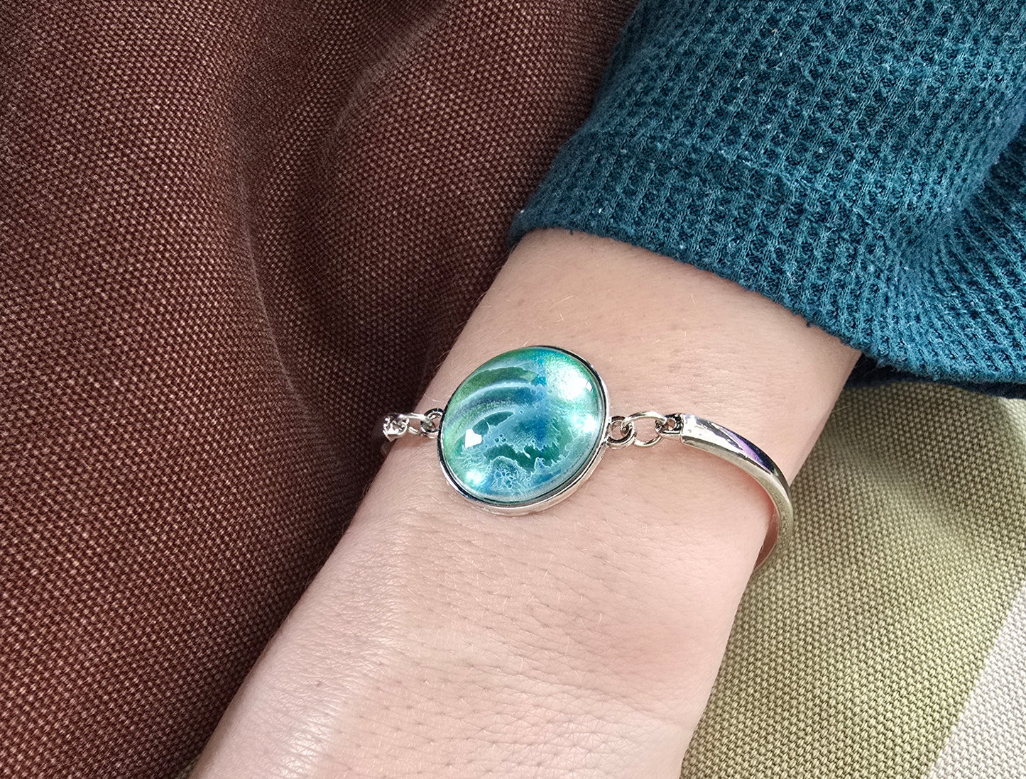 Unikat Acryl Anhänger Armband Cabochon  Ø 20 mm