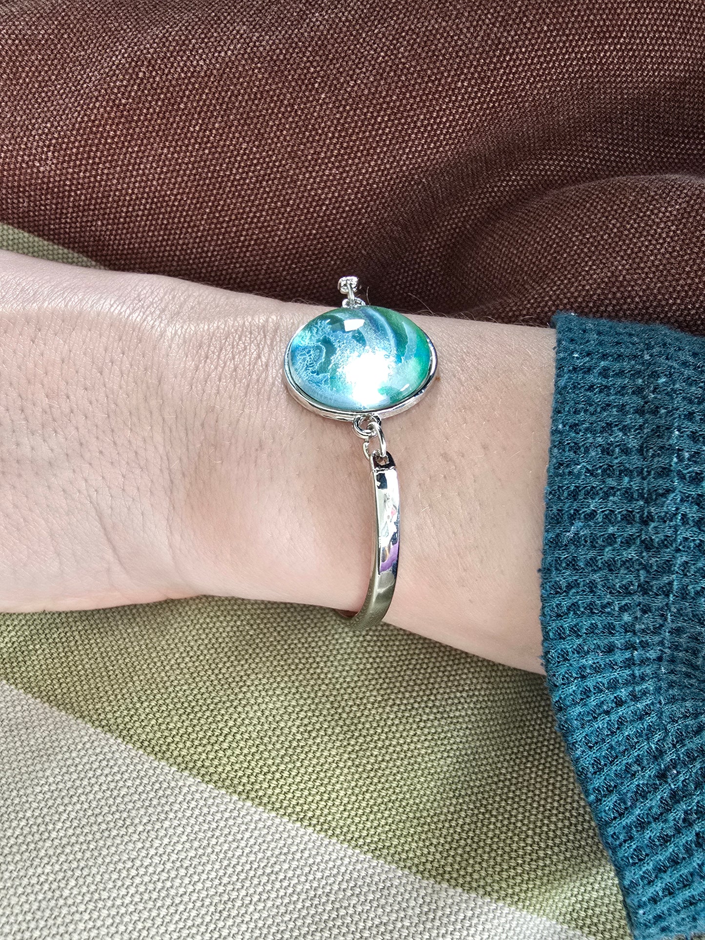 Unikat Acryl Anhänger Armband Cabochon  Ø 20 mm