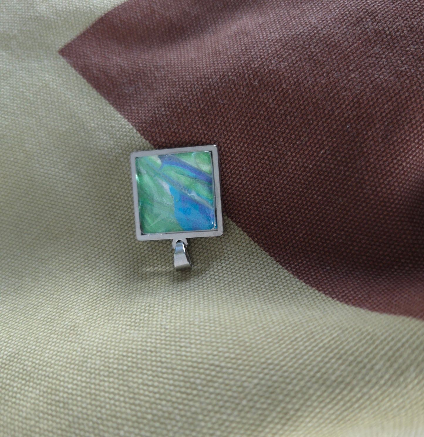 Unikat Acryl Anhänger Halskette Cabochon 20 x 20 mm