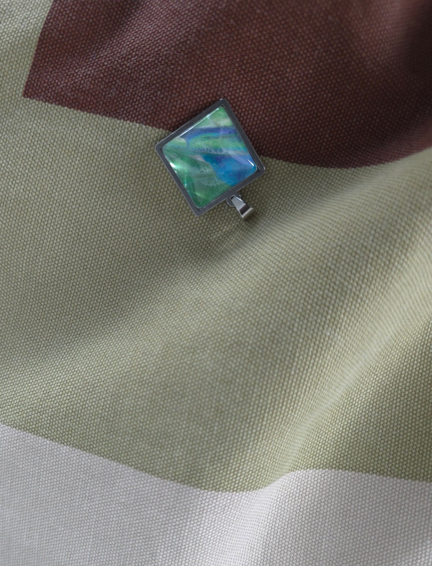 Unikat Acryl Anhänger Halskette Cabochon 20 x 20 mm