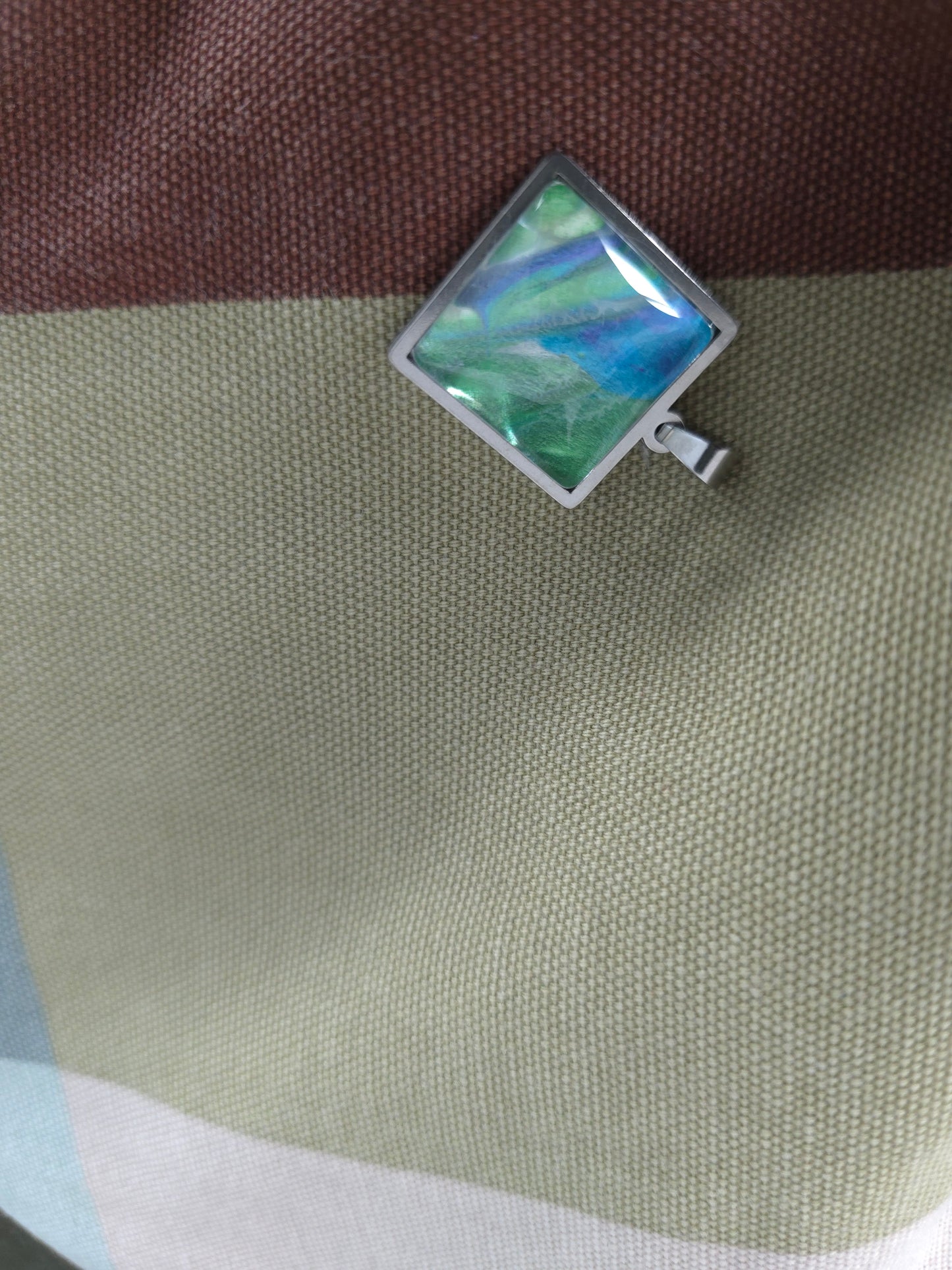 Unikat Acryl Anhänger Halskette Cabochon 20 x 20 mm