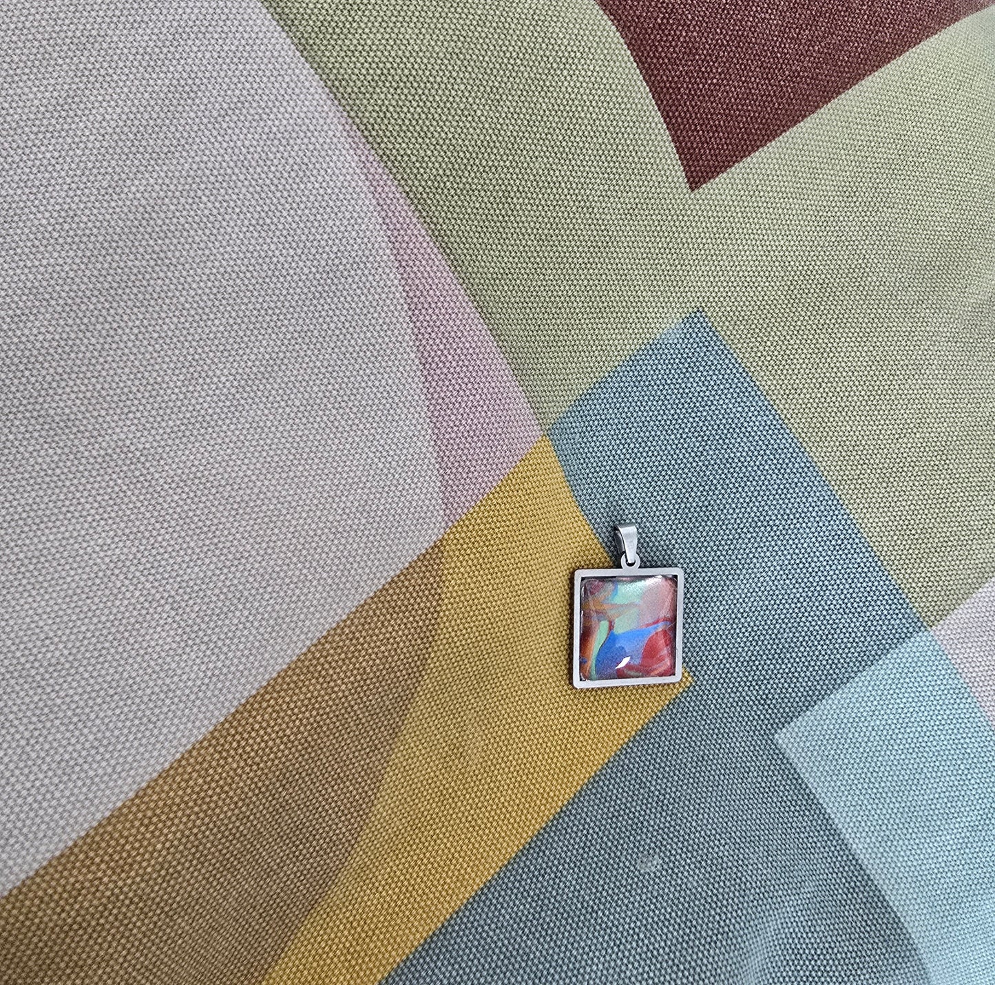 Unikat Acryl Anhänger Halskette Cabochon 20 x 20 mm