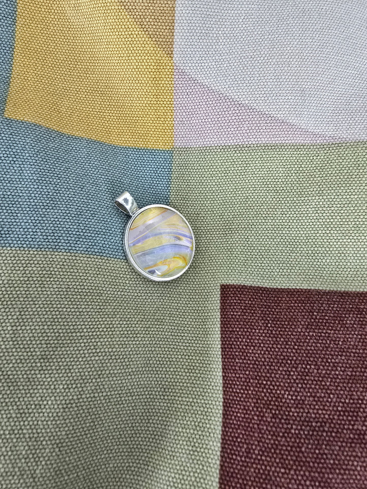Unikat Acryl Anhänger Halskette Cabochon  Ø 25 mm