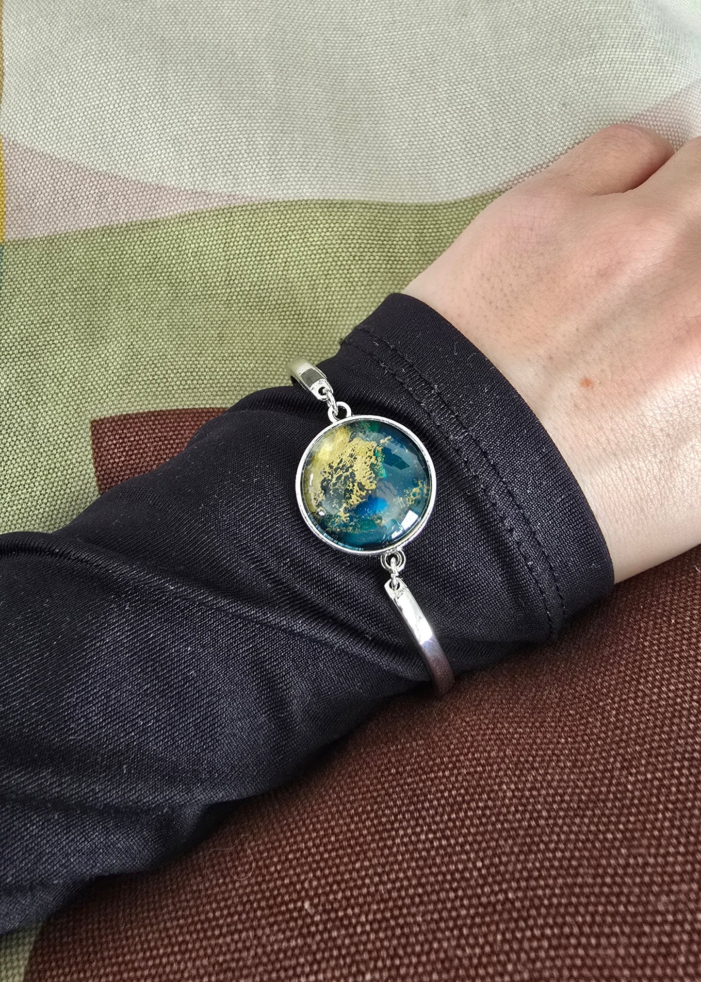 Unikat Acryl Anhänger Armband Cabochon  Ø 20 mm