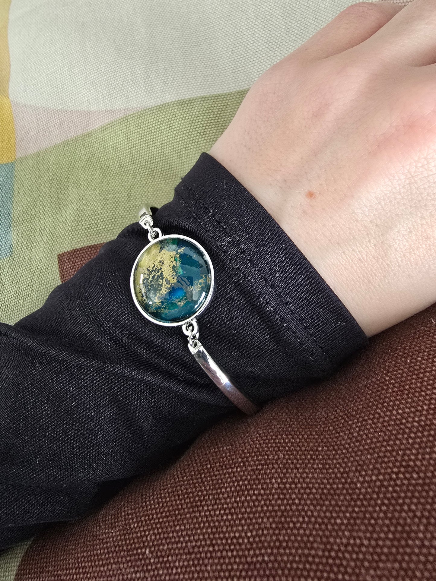 Unikat Acryl Anhänger Armband Cabochon  Ø 20 mm