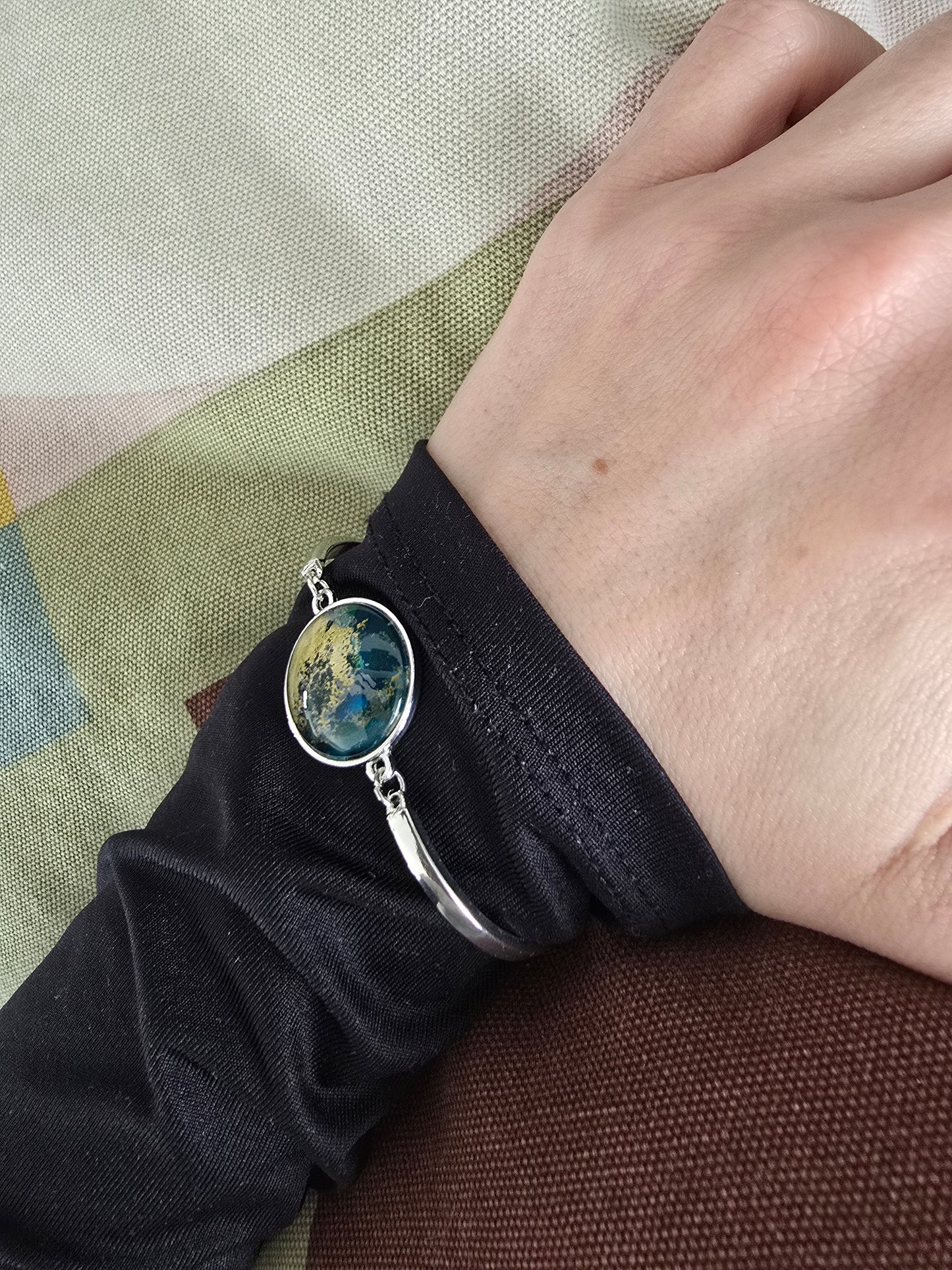 Unikat Acryl Anhänger Armband Cabochon  Ø 20 mm