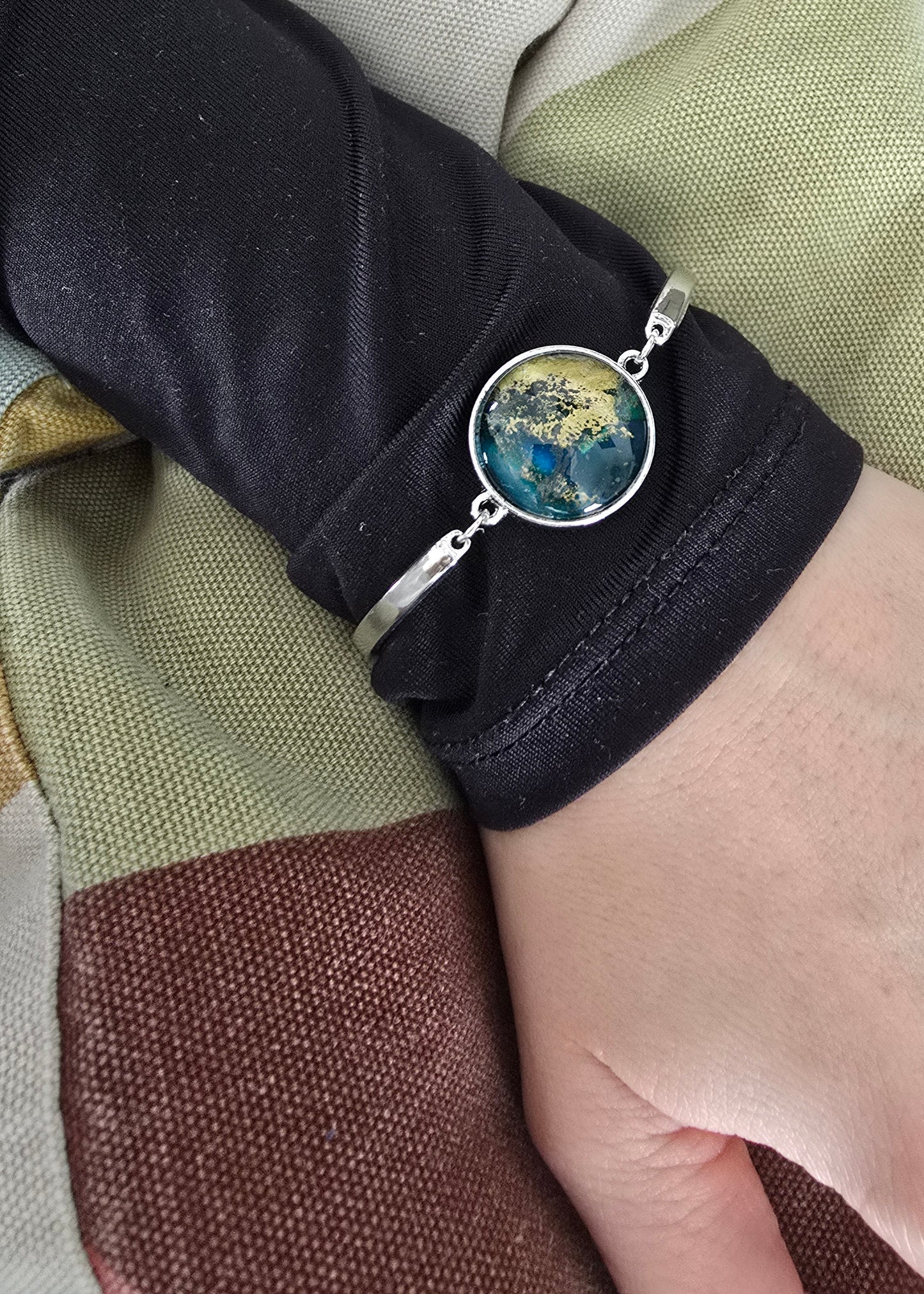 Unikat Acryl Anhänger Armband Cabochon  Ø 20 mm