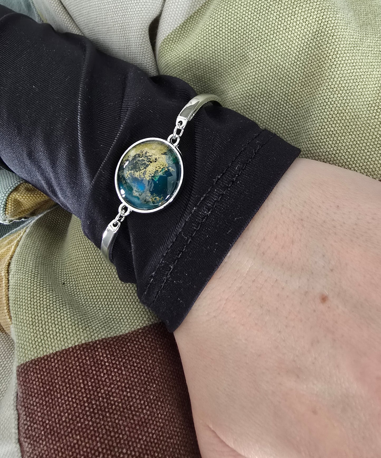Unikat Acryl Anhänger Armband Cabochon  Ø 20 mm