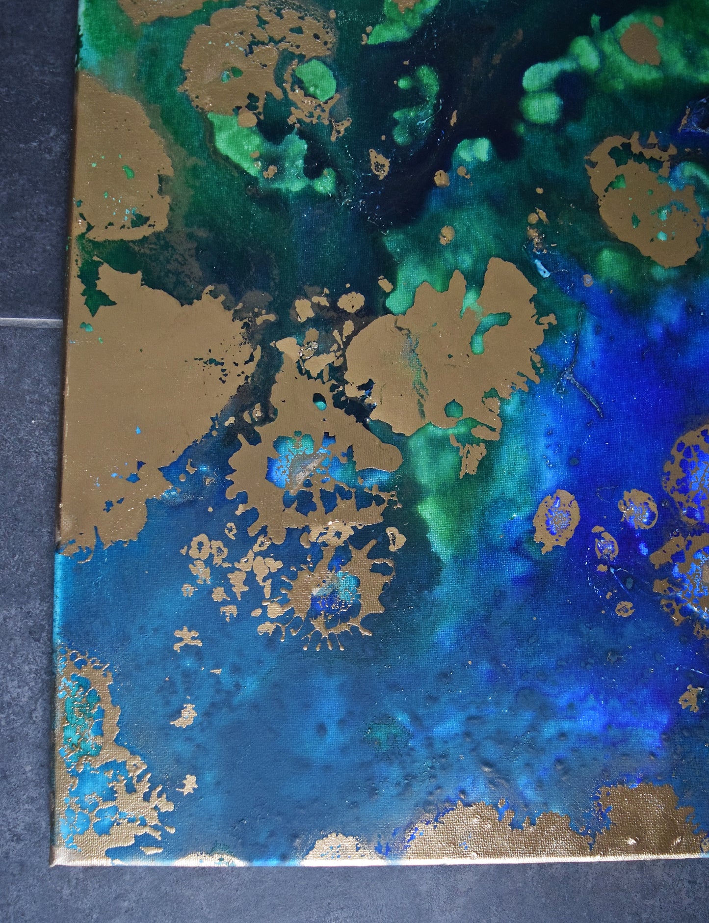 Leinwand Wandbild Acryl Aryclleinwand "Gold Islands" mit Goldverzierung