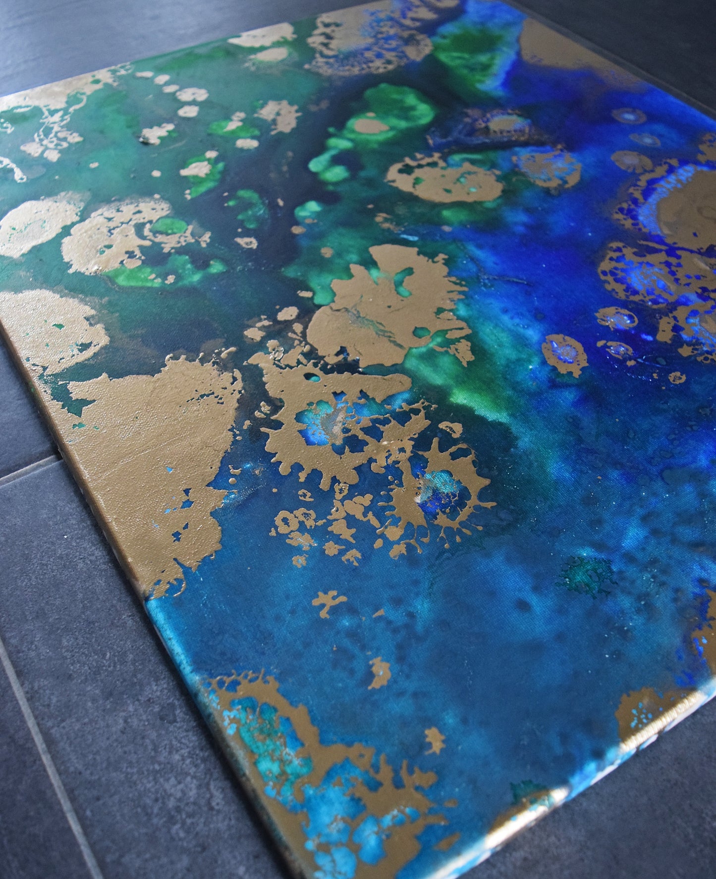 Leinwand Wandbild Acryl Aryclleinwand "Gold Islands" mit Goldverzierung
