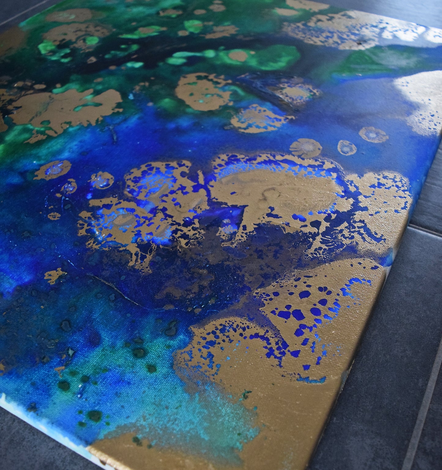 Leinwand Wandbild Acryl Aryclleinwand "Gold Islands" mit Goldverzierung