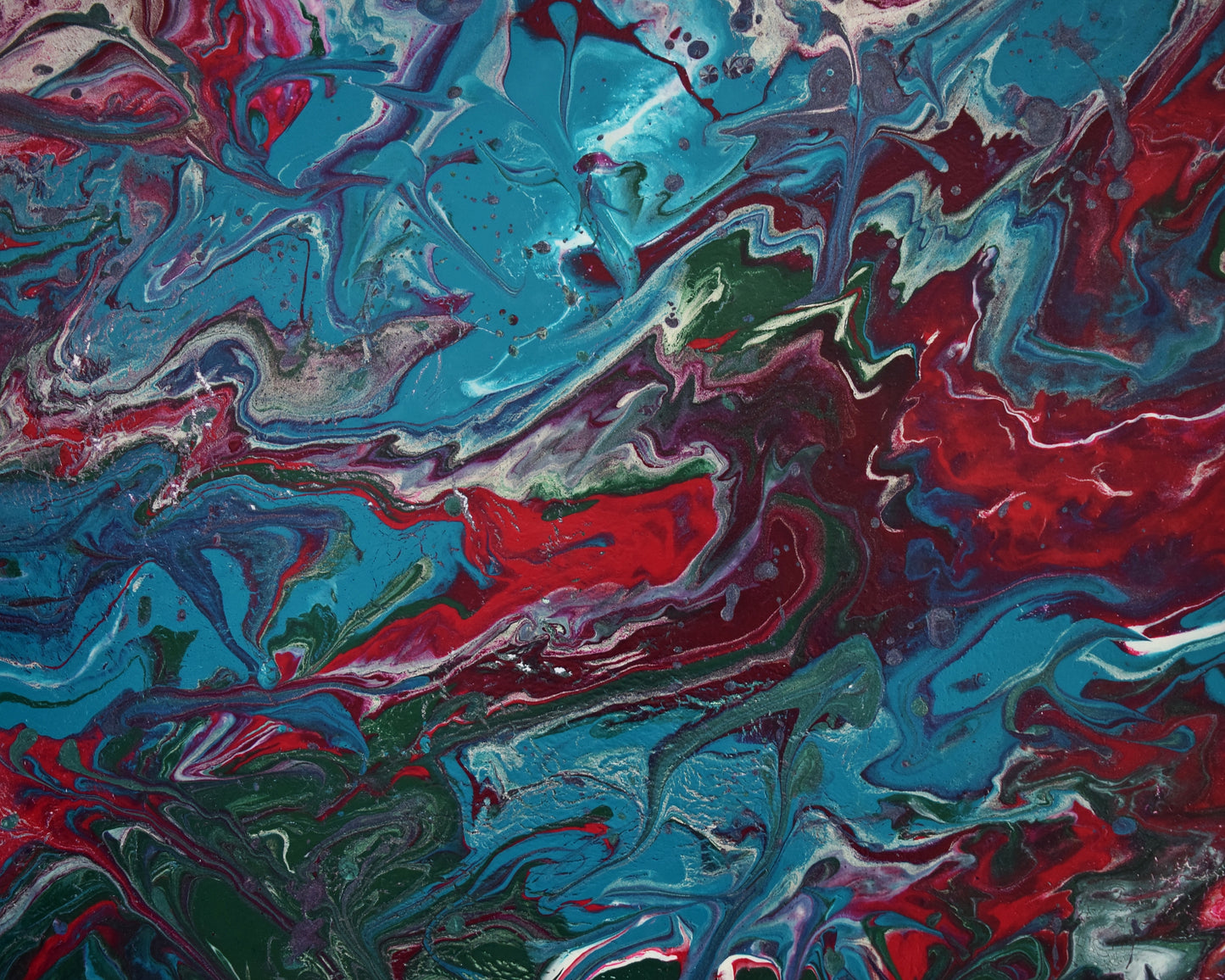 Leinwand Wandbild Acryl Arcylpouring Aryclleinwand "Blue Flower, Red Thorns"