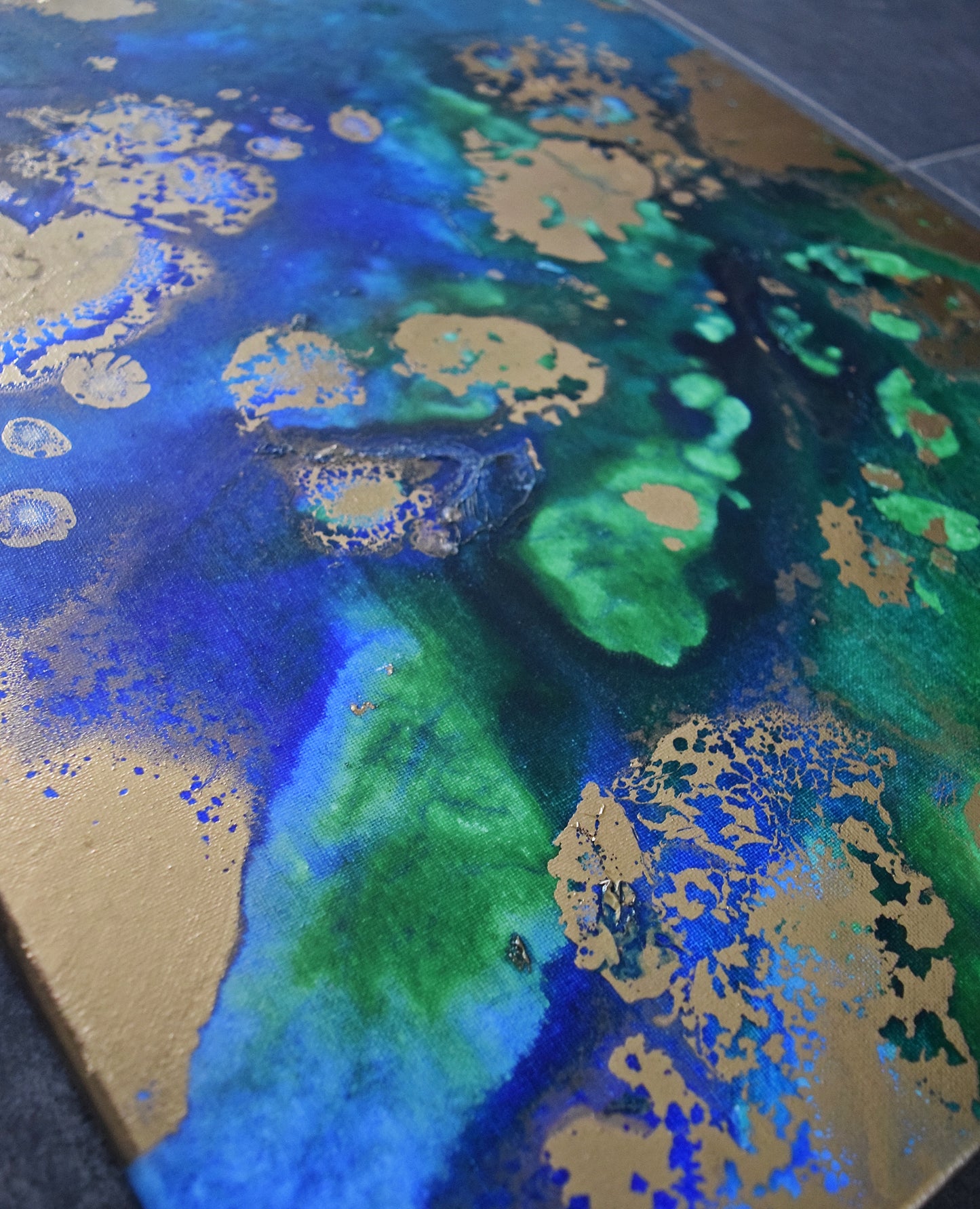 Leinwand Wandbild Acryl Aryclleinwand "Gold Islands" mit Goldverzierung