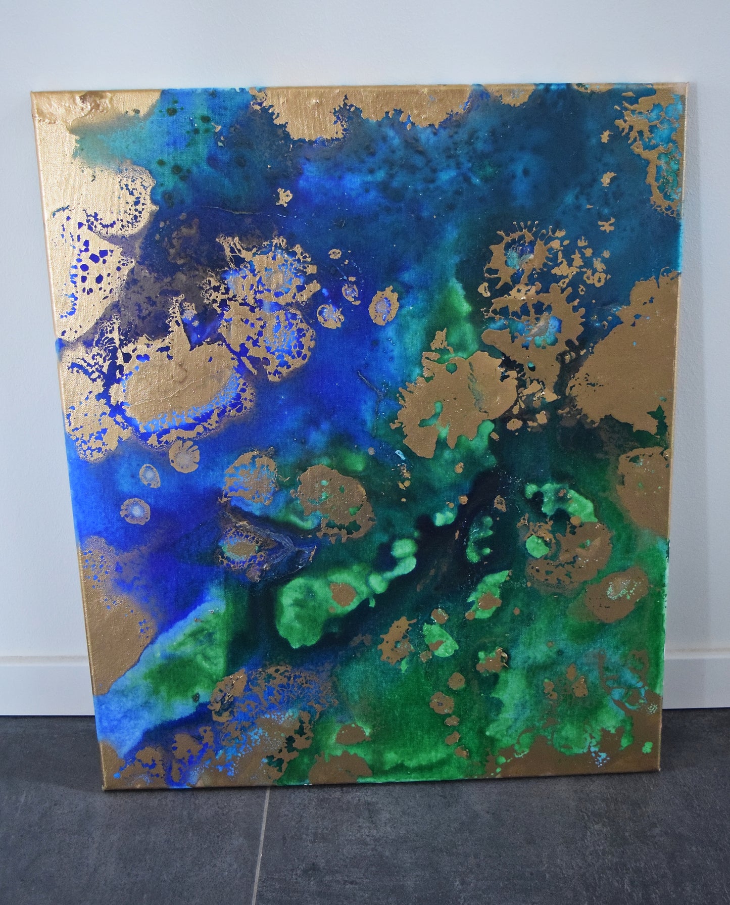 Leinwand Wandbild Acryl Aryclleinwand "Gold Islands" mit Goldverzierung