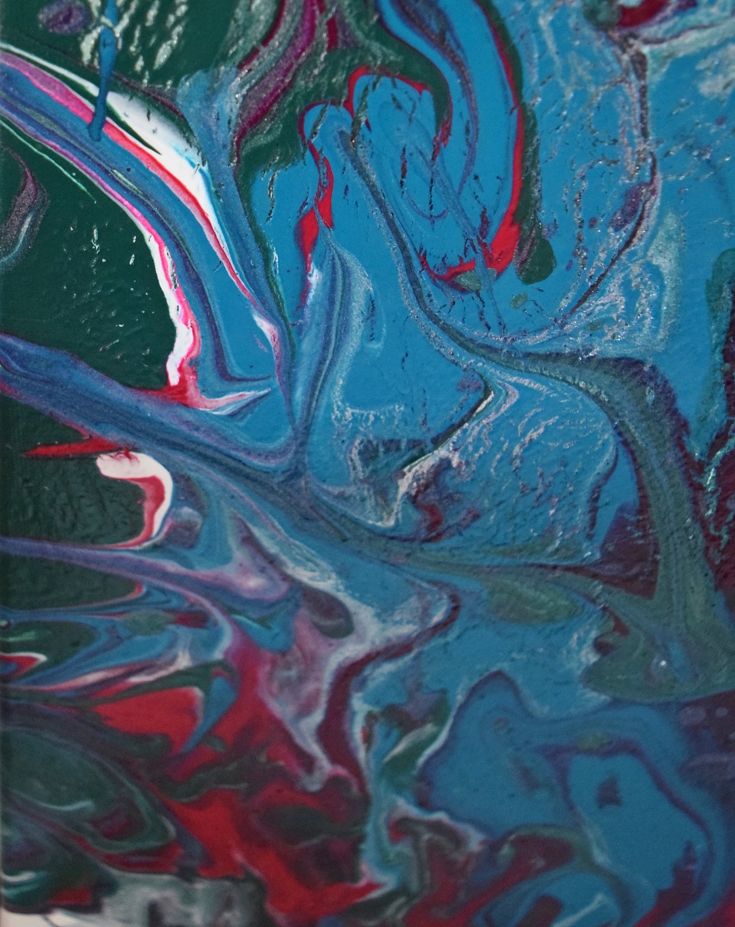 Leinwand Wandbild Acryl Arcylpouring Aryclleinwand "Blue Flower, Red Thorns"
