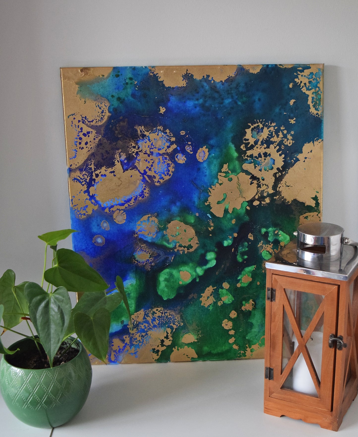 Leinwand Wandbild Acryl Aryclleinwand "Gold Islands" mit Goldverzierung