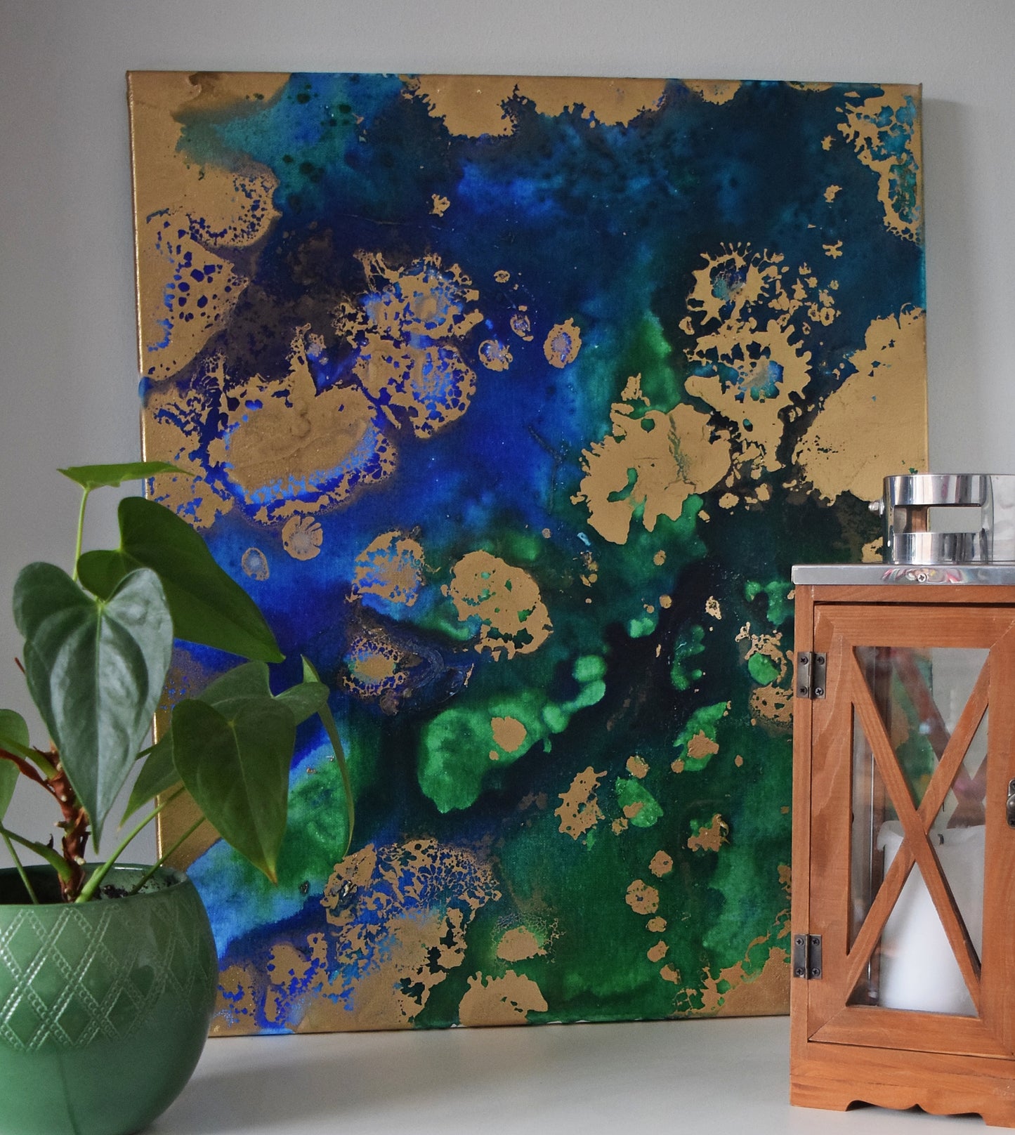 Leinwand Wandbild Acryl Aryclleinwand "Gold Islands" mit Goldverzierung