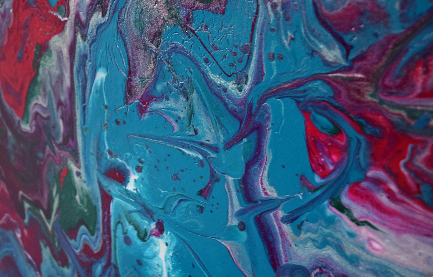 Leinwand Wandbild Acryl Arcylpouring Aryclleinwand "Blue Flower, Red Thorns"