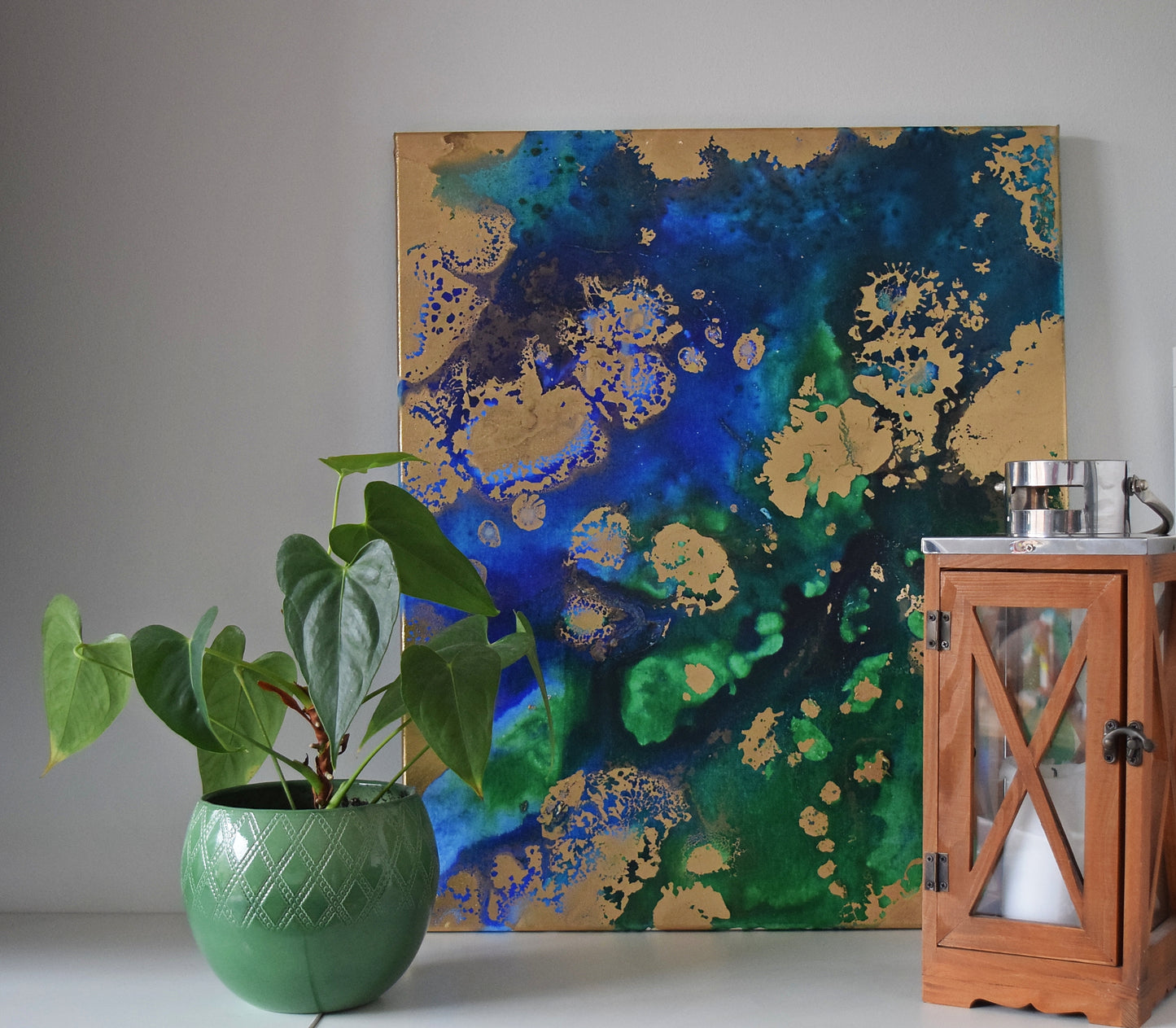 Leinwand Wandbild Acryl Aryclleinwand "Gold Islands" mit Goldverzierung