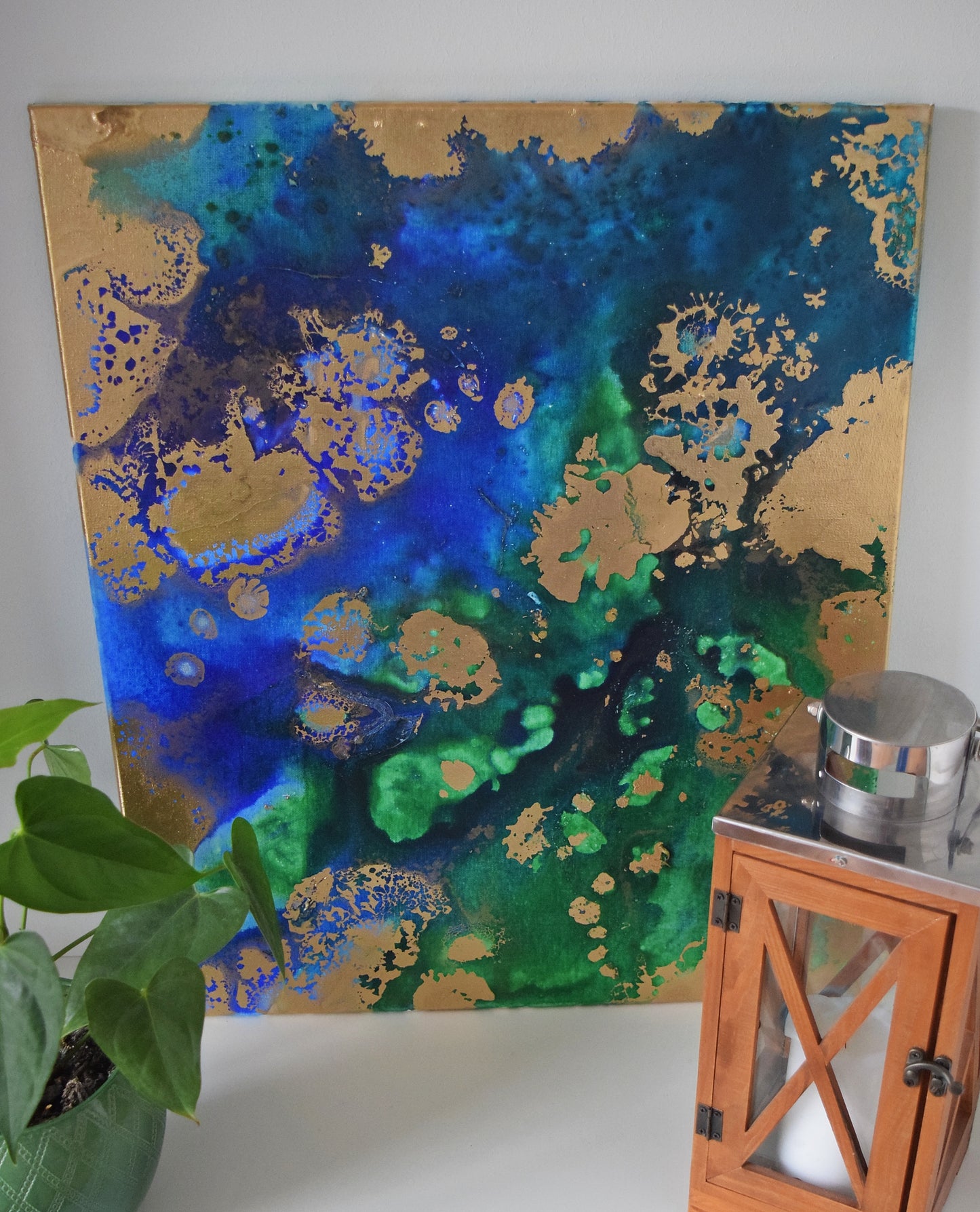 Leinwand Wandbild Acryl Aryclleinwand "Gold Islands" mit Goldverzierung