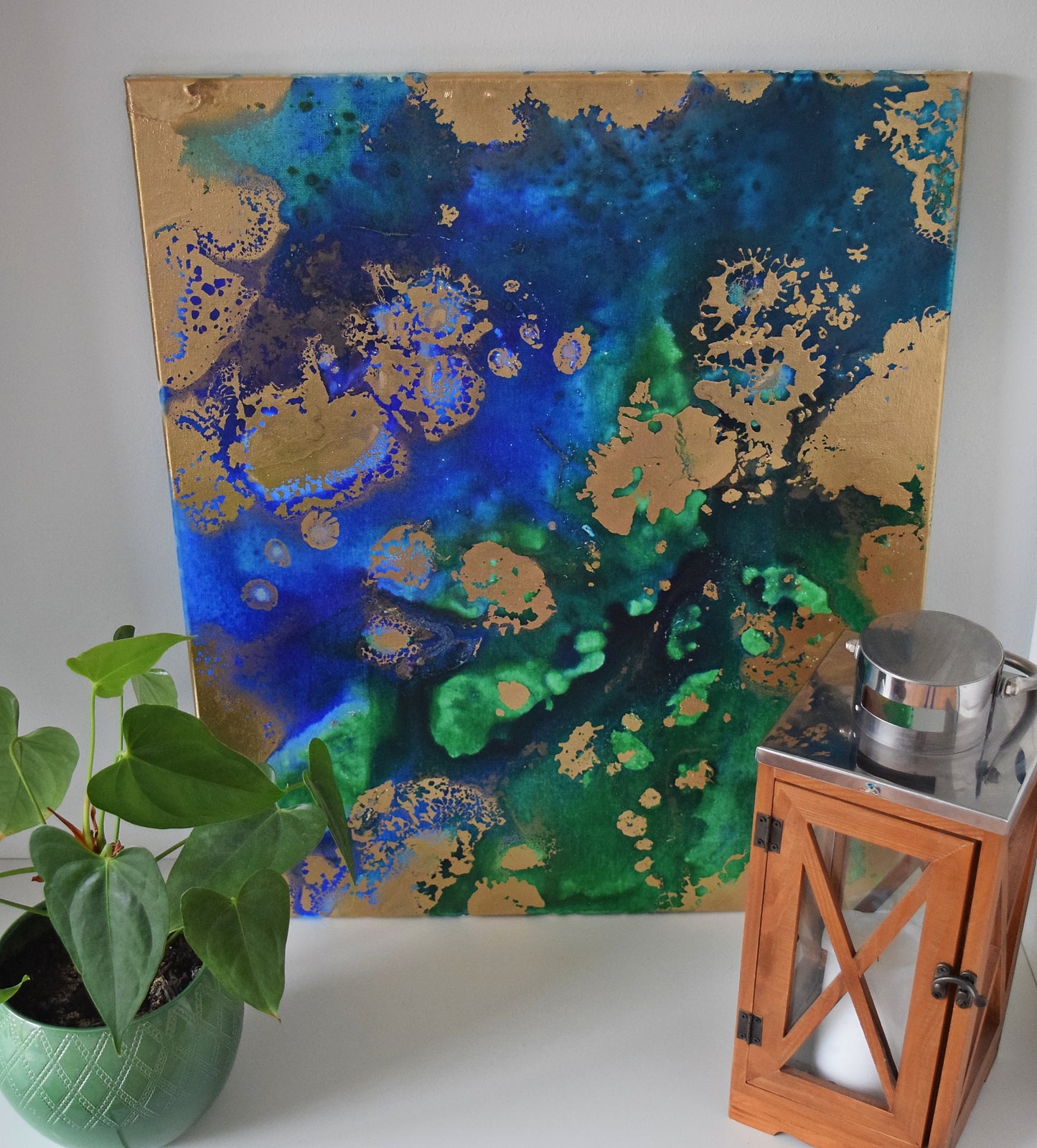Leinwand Wandbild Acryl Aryclleinwand "Gold Islands" mit Goldverzierung