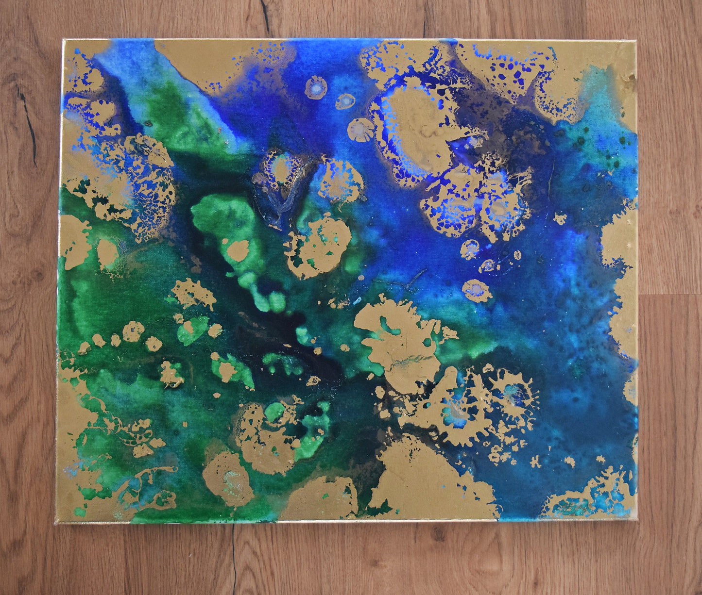 Leinwand Wandbild Acryl Aryclleinwand "Gold Islands" mit Goldverzierung