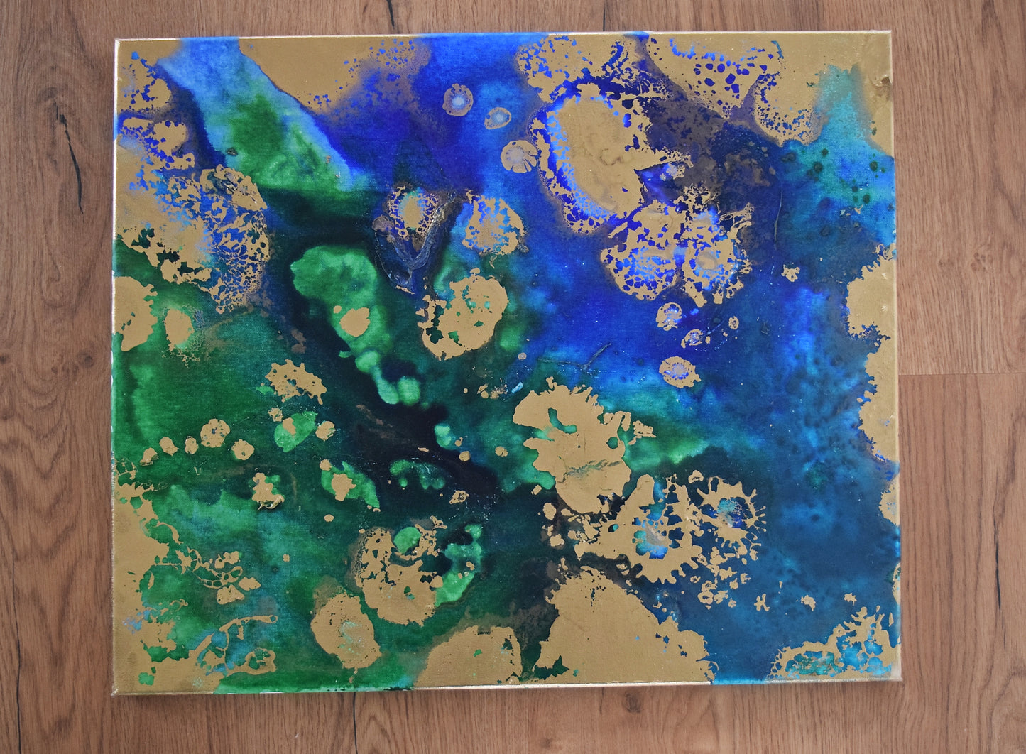 Leinwand Wandbild Acryl Aryclleinwand "Gold Islands" mit Goldverzierung