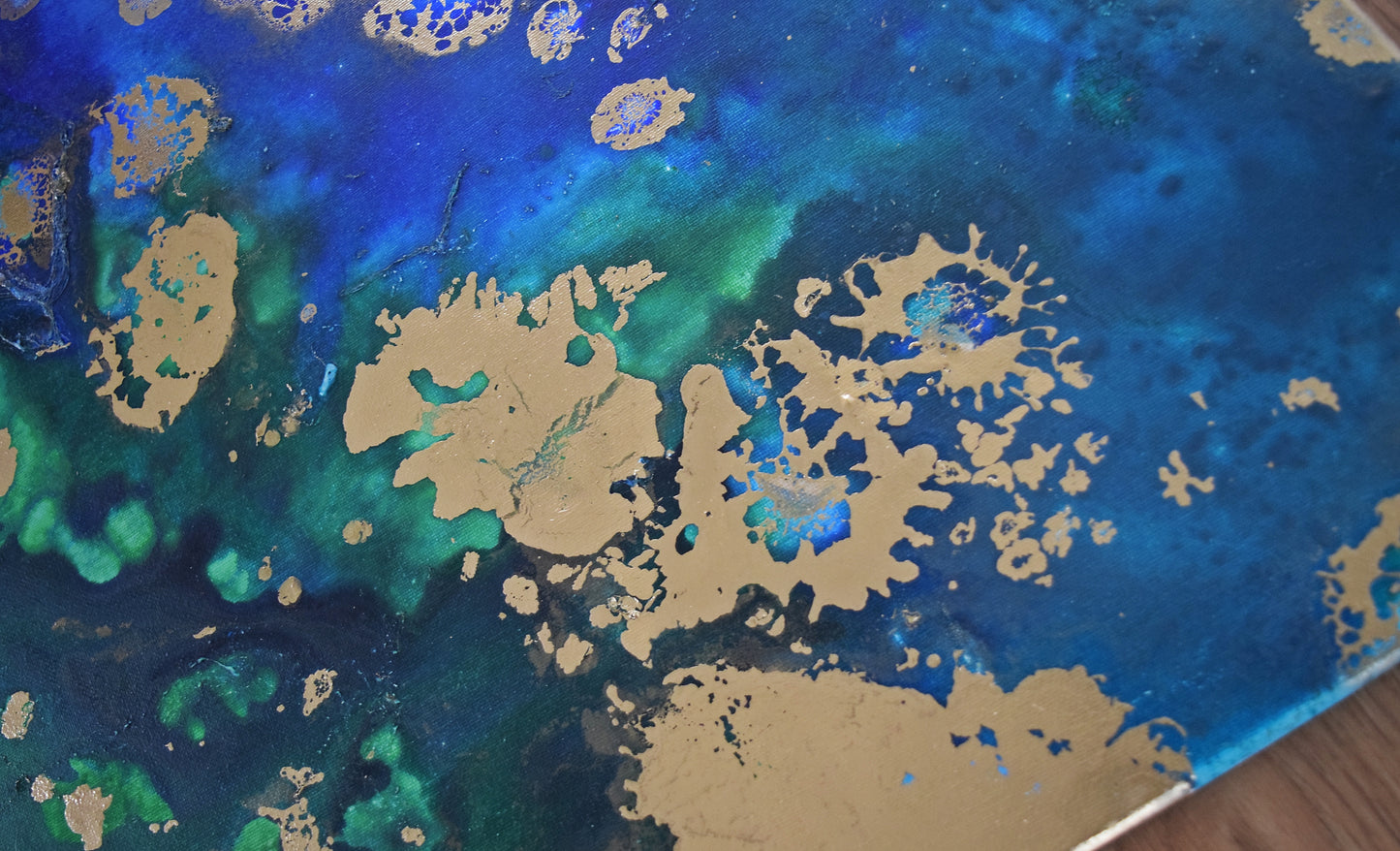 Leinwand Wandbild Acryl Aryclleinwand "Gold Islands" mit Goldverzierung